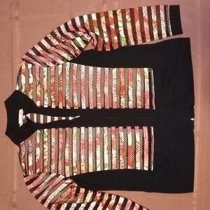 Erin London Colorful Striped Zip-Up Sweater